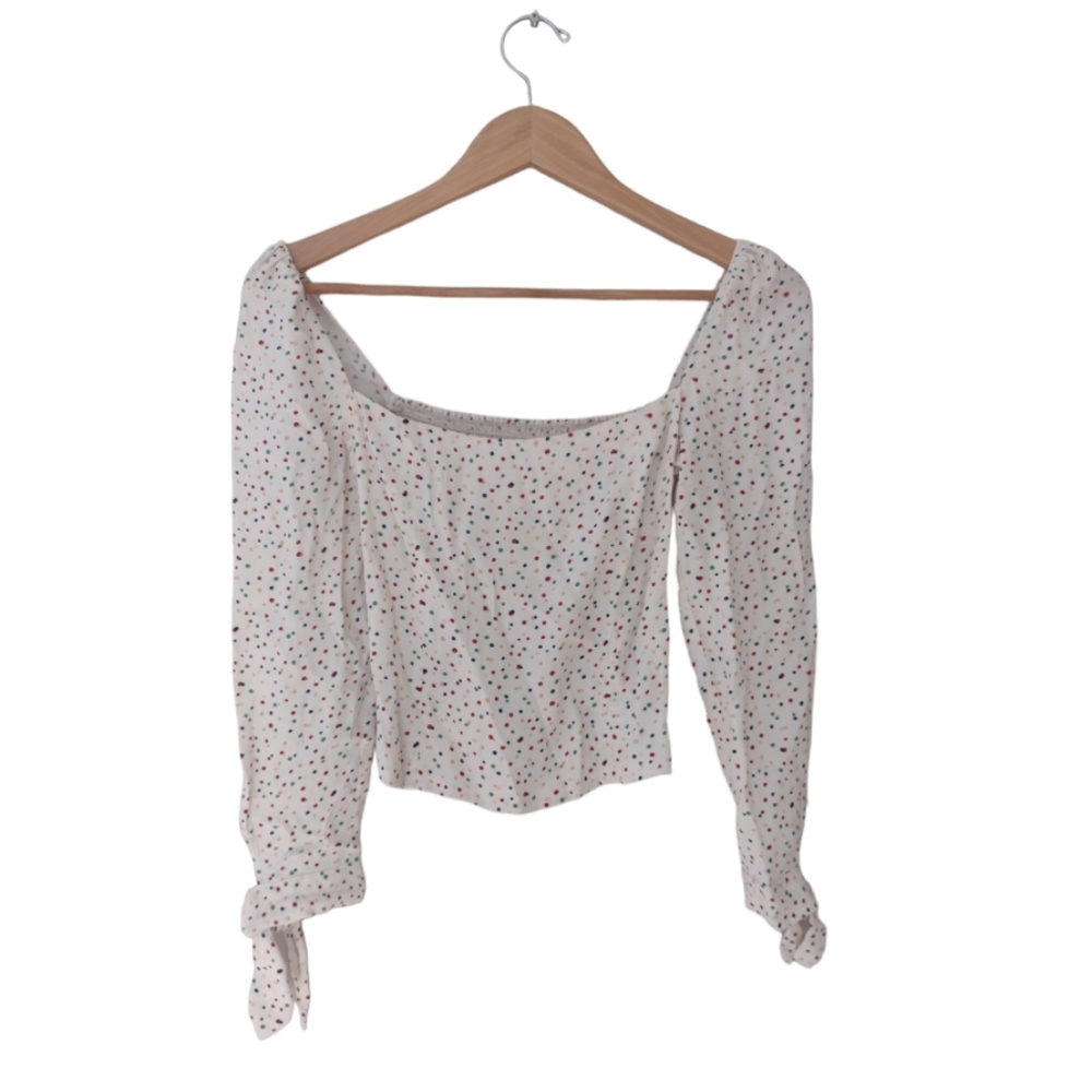 Reformation White Polka Dot Blouse
